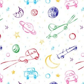 cars and stars - children's drawing