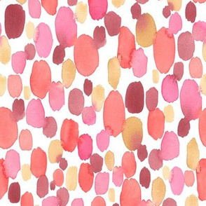 Watercolor Dots in Red, Pink, Orange and Yellow