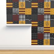 4.5” witches and wizards wholecloth quilt - gold and burgundy