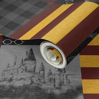 4.5” witches and wizards wholecloth quilt - gold and burgundy