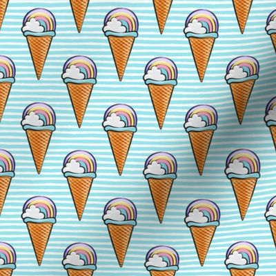 pastel rainbow icecream cones - blue stripes