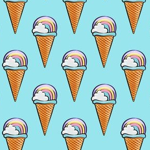 pastel rainbow icecream cones - blue