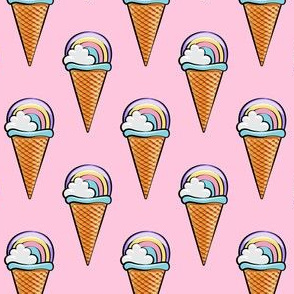 pastel rainbow icecream cones - pink