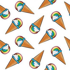 rainbow icecream cones on white (toss)