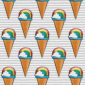 rainbow icecream cones on grey stripes