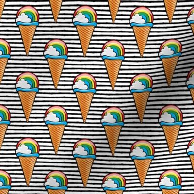 rainbow icecream cones on black stripes