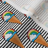 rainbow icecream cones on black stripes