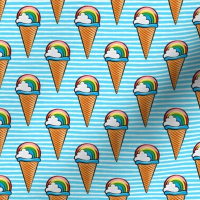 rainbow icecream cones on blue stripes