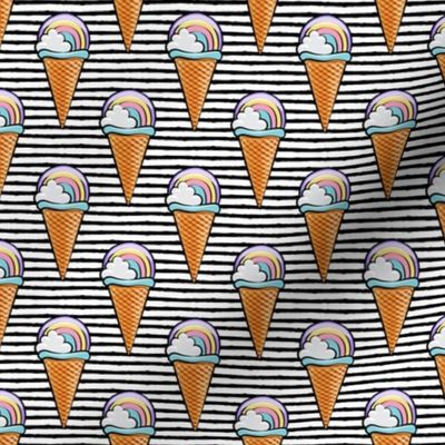 pastel rainbow icecream cones - black stripes