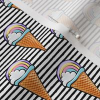 pastel rainbow icecream cones - black stripes