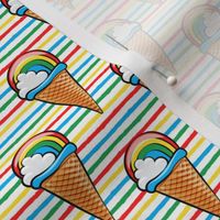 rainbow icecream cones on rainbow stripes