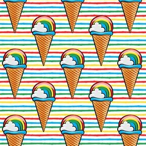 rainbow icecream cones on rainbow stripes