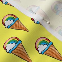 rainbow icecream cones on yellow