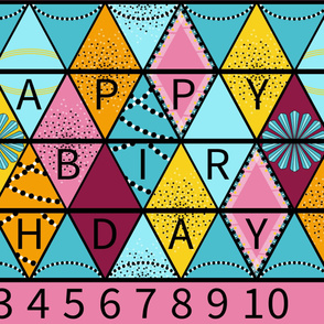 Happy Birthday Bunting in Pink and Aqua