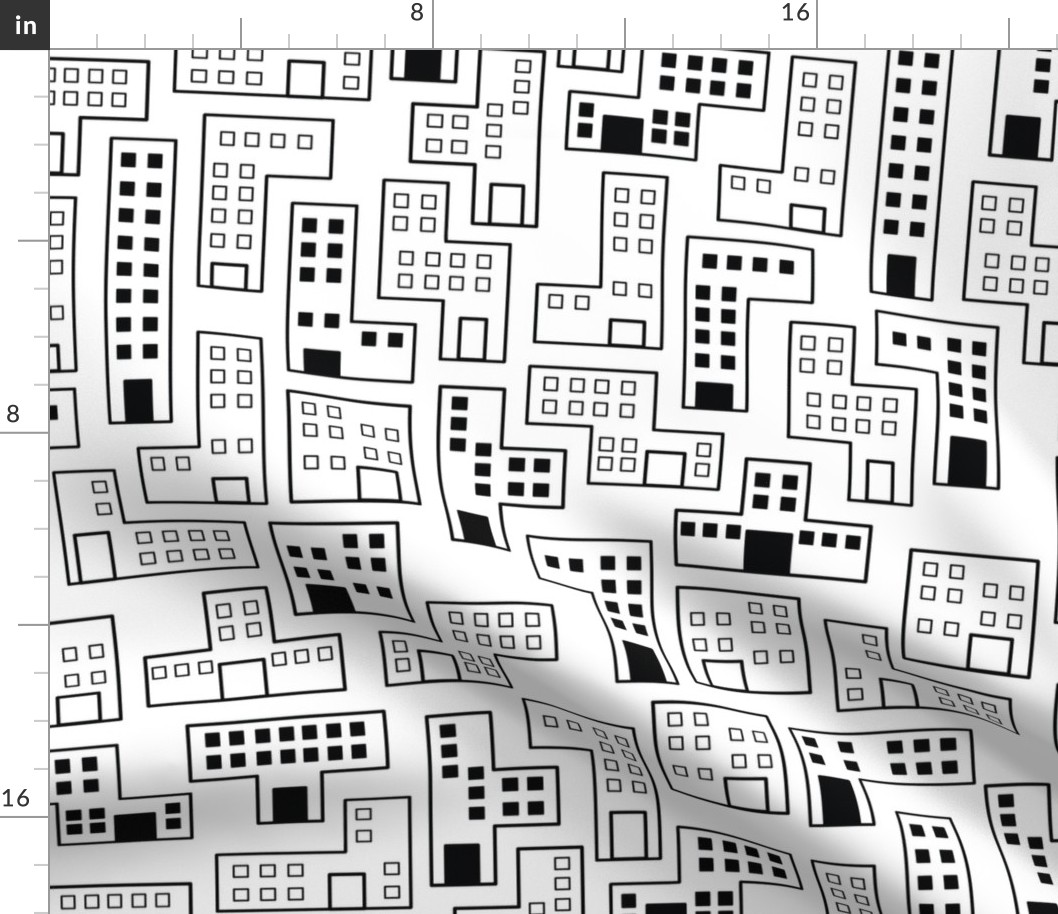 Tetris-City: Black & white Fabric | Spoonflower