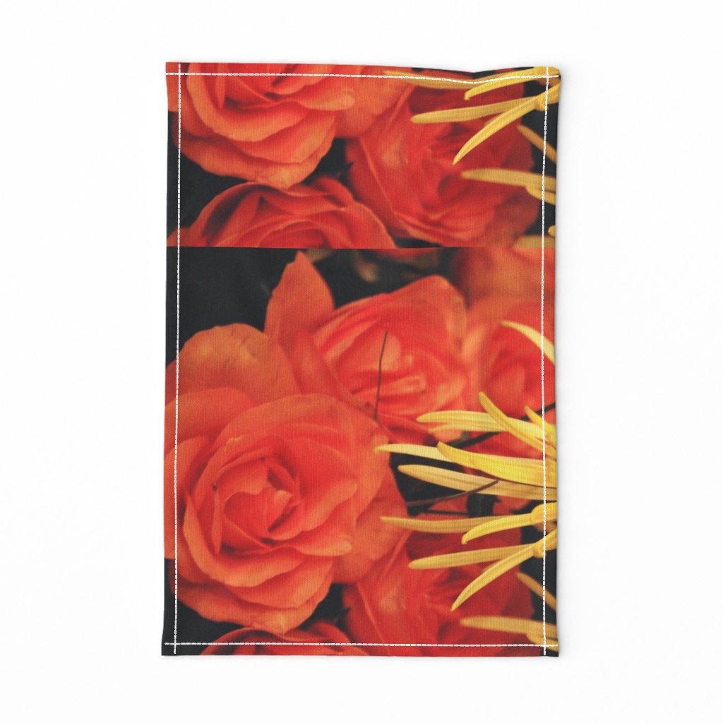 YellowMums OrangeRosesTeaTowel