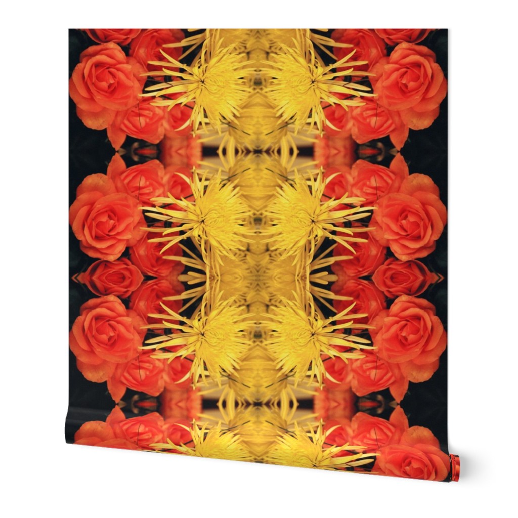 YellowMums OrangeRosesTeaTowel