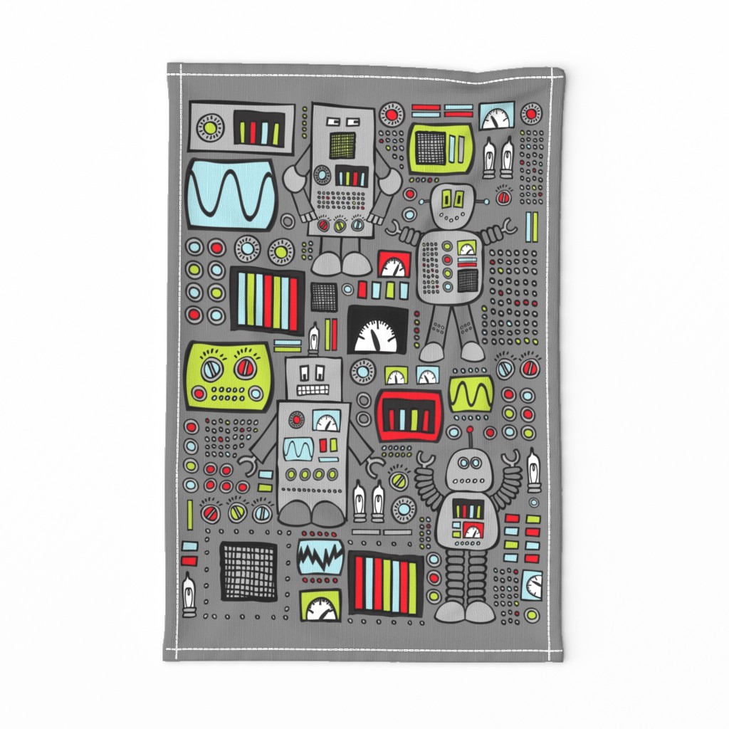 Retro Robot Tea Towel