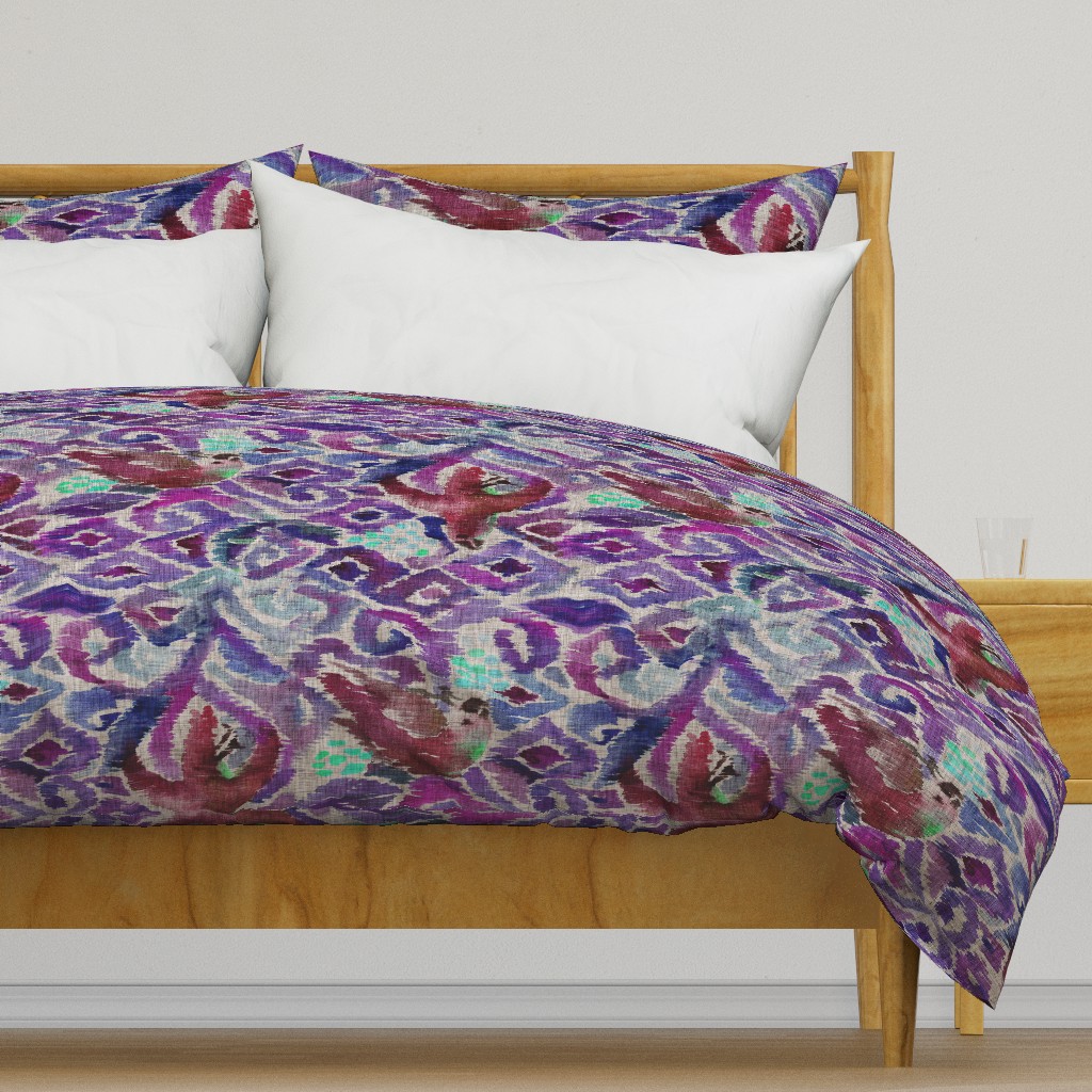 Ikat Parrot (violet) Rotated