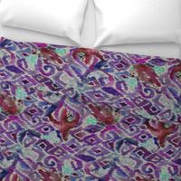 Ikat Parrot (violet) Rotated