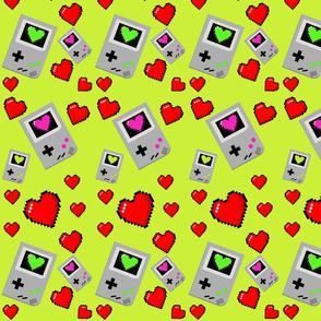 handheld videogame pixel hearts 2