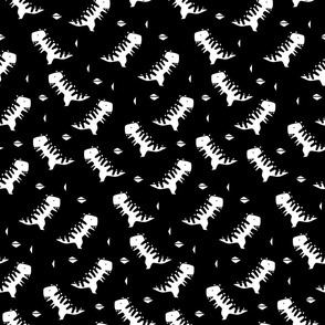 Sketchy ancient Tyrannosaurus Rex dinosaurs design. Cute black and white T-rex dino pattern.