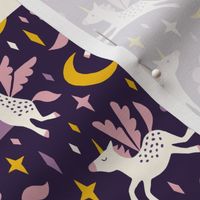 Unicorns in the sky in purple (medium/dark)