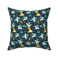 Unicorns in the sky in turquoise (medium/