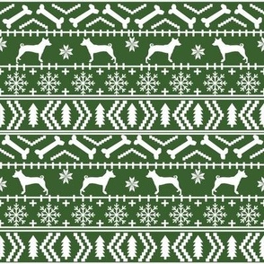 basenji fair isle christmas silhouette dog fabric green