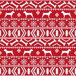 basenji fair isle christmas silhouette dog fabric red