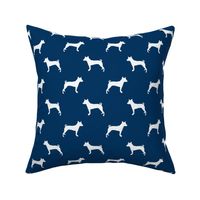 basenji silhouette dog fabric navy