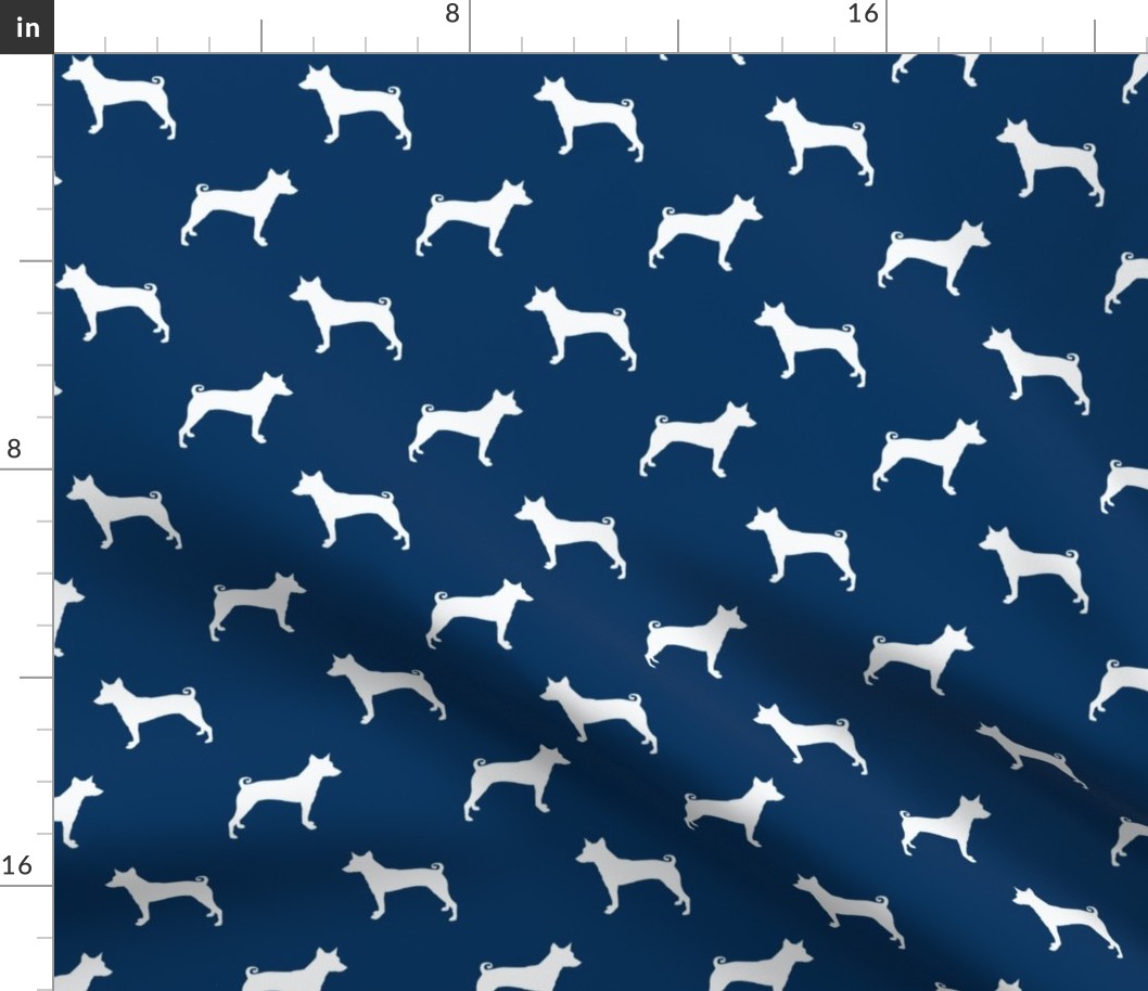 basenji silhouette dog fabric navy