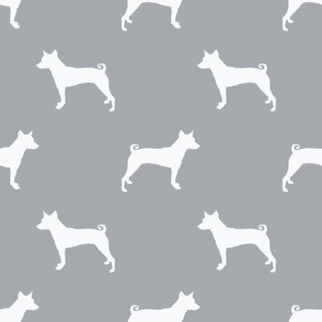 basenji silhouette dog fabric grey