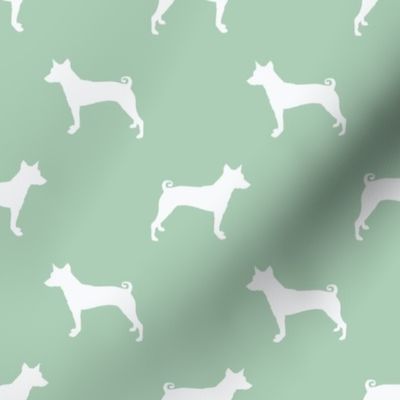 basenji silhouette dog fabric mint