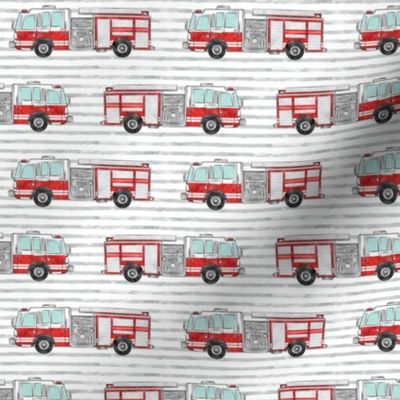 (1" scale) watercolor firetruck on stripes C18BS