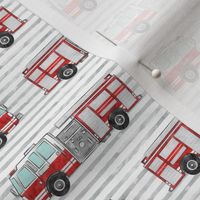 (1" scale) watercolor firetruck on stripes C18BS