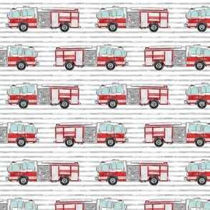 (1" scale) watercolor firetruck on stripes C18BS