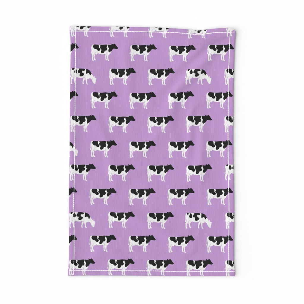 (med scale) cows on purple - farm fabric C18BS