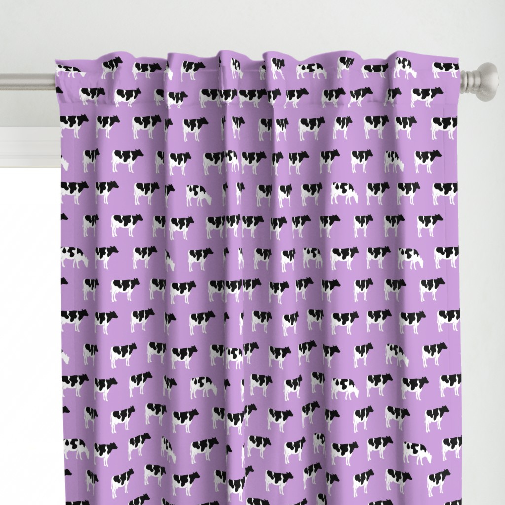 (med scale) cows on purple - farm fabric C18BS