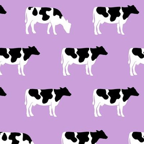 (med scale) cows on purple - farm fabric C18BS