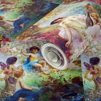 cherubs angels cupid inspired children boys wings pink white flowers floral victorian  beautiful lady nymphs woman gardens music butterfly fairy fairies lute bird autumn leaf leaves plants ponds shabby chic beauty mythology maidens romantic egl elegant go