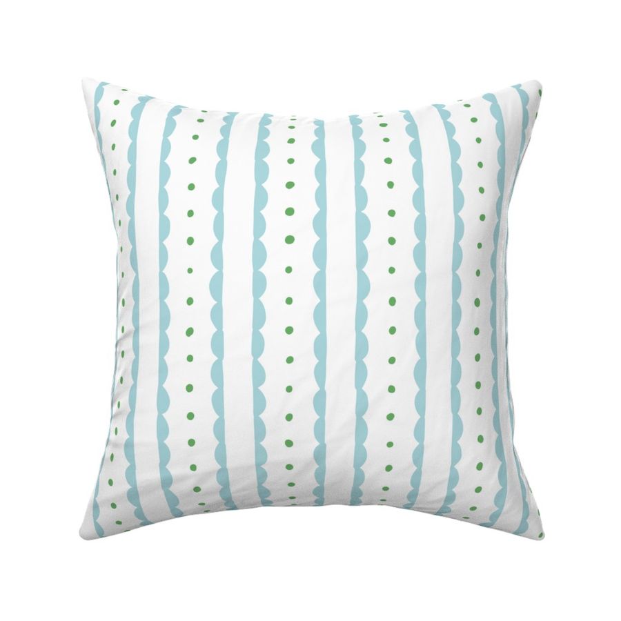 sky blue & fb emerald green  | scalloped stripes and polka dots