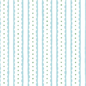 sky blue & fb emerald green  | scalloped stripes and polka dots
