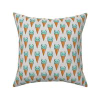 cute cat icecream cones - teal with grey stripes