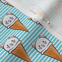 cute cat icecream cones - blue stripes