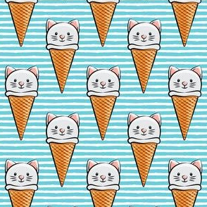 cute cat icecream cones - blue stripes