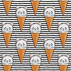 cute cat icecream cones on black stripes