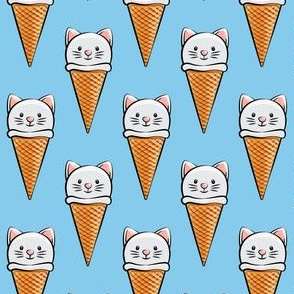 cute cat icecream cones on blue