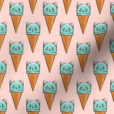 cute teal cat icecream cones on pink