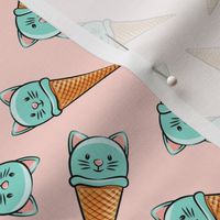 cute teal cat icecream cones - toss on pink